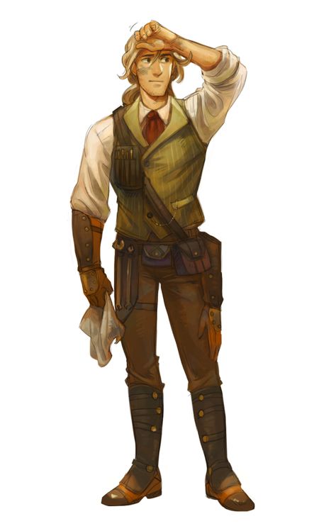 Engineer Character Design, Steampunk Male, Steampunk Character, Steampunk Characters, Art Couple, Male Character, Human Male, Dnd Art, Steampunk Clothing