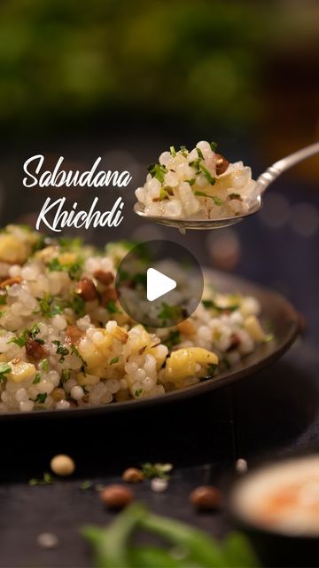 Sabudana Khichdi Recipes, Khichdi Recipe, Golden Brown Color, Cumin Seeds, Cup Of Water, Green Chili, Coriander Leaves, Roasted Peanuts, Curry Leaves