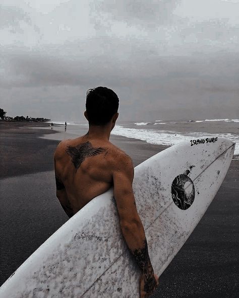 Surfboard, The Ocean, A Man, White