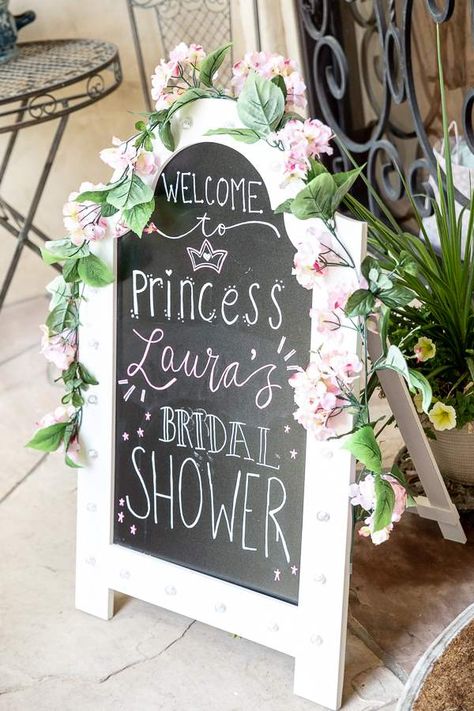 A Beautiful Rose Gold Disney Themed Bridal Shower Cinderella Bridal Shower Ideas, Disney Themed Bridal Shower, Cinderella Bridal Shower, Bridal Shower Favors Diy, Bridal Shower Decorations Rustic, Fairytale Bridal, Disney Bridal Showers, Themed Bridal Shower, Princess Bridal