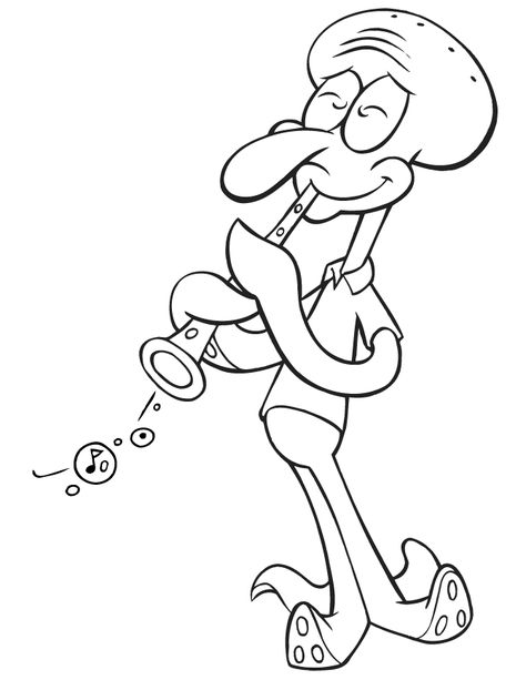 Squidward Clarinet Coloring Pages Squidward Coloring Pages, Squidward Clarinet, Palette Playground, Patrick Spongebob, Spongebob Coloring, Squidward Tentacles, Spongebob Square, Music Coloring, Coloring Page Ideas