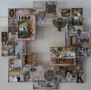 this is one of the best canvas ideas I have seen yet. REALLY WANT TO DO THIS RB Altered Canvas, Art Scrapbook, Napkin Decoupage, Upcycle Books, Mixed Media Crafts, Scrapbook Art, Portrait Wall, Canvas Projects, Mixed Media Projects