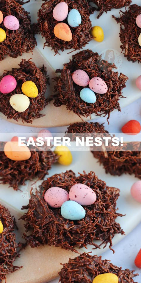 Easter Treat Ideas, Easter Deserts, Chocolate Nests, Healthy Easter Recipes, Easter Cooking, Easter Food Crafts, Easter Party Food, Easy Easter Treats, Easy Easter Desserts