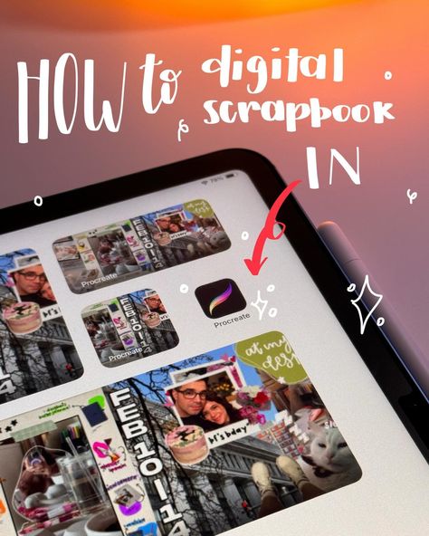 How to digital scrapbook in Procreate 🎨 Procreate can be a bit intimidating to start digital scrapbooking but you got this! You can always look for inspo on Pinterest 💭 (that’s what I do most of the time) Create a new canvas 1080x1350. If you would like to create a carousel post you have to multiply 1080 times the number of frames you want (e.g. 1080*5 frames = 5400). Once you have your canvas go to Actions->Canvas ->Drawing guide->Edit Drawing Guide->2D Grid->Grid Size->1080px Now is yo... Digital Scrapbook Tutorial, Canva Digital Scrapbook, Procreate Scrapbook, Carousel Post, Ipad Procreate, Procreate Tutorial, Canvas Drawing, Drawing Guide, Guided Drawing