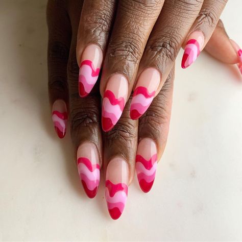 Red Waves, Types Of Manicures, Valentine Nail Art, February Nails, Nail Designs Valentines, Almond Nails Designs, Cute Diy, Heart Nails, Types Of Nails