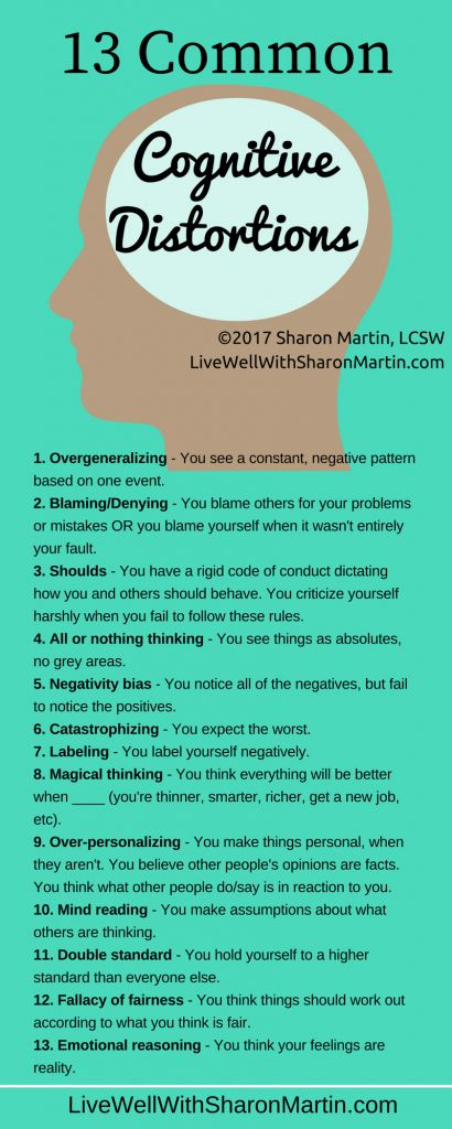 13 Common Cognitive Distortions - Live Well with Sharon Martin Cognitive Distortions Worksheet, Happy Playlist, Sharon Martin, Thinking Errors, Cognitive Therapy, Cognitive Behavior, Mental Health Therapy, Health Hacks, Therapy Worksheets