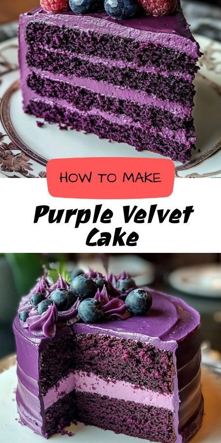 Purple Velvet Cake with Lavender Cream Cheese Frosting: A Magical Dessert Delight Discover the enchanting beauty and taste of this Purple Velvet Cake with Lavender Cream Cheese Frosting. Perfect for any celebration, this homemade cake combines a rich, velvety texture with fragrant lavender frosting, creating a unique and flavorful dessert experience. Purple Velvet Cake, Lavender Frosting, Cake With Lavender, Purple Velvet Cakes, Pink Velvet Cakes, Violet Cakes, Lavender Cake, Caramel Apple Cake, Lavender Cream