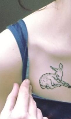 Deer And Doe Tattoo Couple, Small Deer Tattoo, Deer Tattoos For Women, Baby Deer Tattoo, Fawn Tattoo, Feminine Tattoo Designs, Love Wrist Tattoo, Doe Tattoo, Tattoo Leg