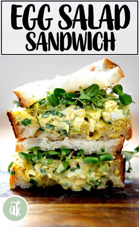 This egg salad sandwich has become a staple not only for its deliciousness but also for the ease in which it comes together. A stovetop steaming method makes for eggs that peel like a dream. And a simple dressing — celery, scallions, mayonnaise, and pickle juice — makes for fast assembly. #egg #salad #fast #easy #sandwich Stomach Rumbling, Instant Pot Hard Boiled Eggs, Easy Sandwich, Peasant Bread, Hard Boiled Egg Recipes, Egg Salad Sandwich, Pinterest Food, Simple Dressing, Cold Sandwiches