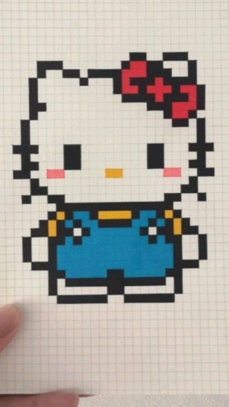 Things To Draw On Square Paper, Cute Pixel Art Aesthetic, Pixel Art Sanrio, Grid Drawing Ideas, Big Pixel Art, Pixley Art, Pixel Drawing Ideas, Pixel Art Hello Kitty, Pixel Art Cute