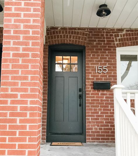 For this project, our Toronto customer chose a black craftsman style home for their home renovation project. Craftsman style doors can enhance any home. Contact us today for a free quote. 2 Panel Front Door, Black Entry Door, Craftsman Front Door, Black Exterior Door, Black Exterior Doors, Craftsman Style Doors, Exterior Door Hardware, Entry Door Hardware, Black Front Door