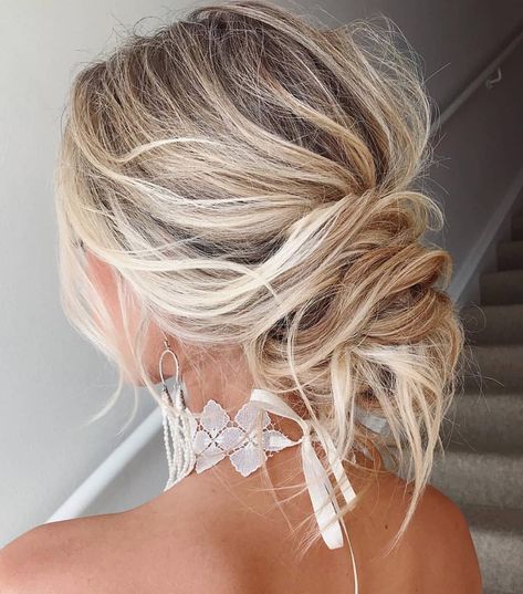 Trending Now: Boho-Chic Messy Bun Wedding Hairstyles - Green Wedding Shoes Romantic Updo, Messy Bun Hairstyles, Wedding Hair Inspiration, Low Bun, Grace Loves Lace, Wedding Hair And Makeup, Homecoming Hairstyles, Bride Hairstyles, Messy Hairstyles