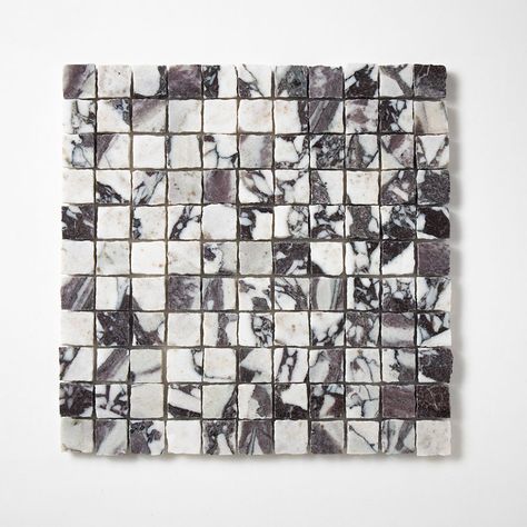 Calacatta Viola Honed 1x1 Marble Mosaic 11 3/4 X 11 3/4 Marble Kitchen Backsplash, Marble Backsplash Kitchen, Viola Marble, Patterned Tile Backsplash, Calacatta Viola, Mosaic Tile Designs, Tile Spacers, Marble Kitchen, Mosaic Flooring