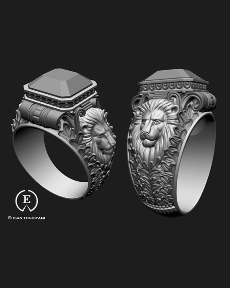 Zbrush Jewelry, Jewelry Banner, Stone Rings For Men, Royal Family Jewels, Rapper Jewelry, Lion Ring, Jewellery Sketches, Gold Rings Fashion, Mens Gold Jewelry