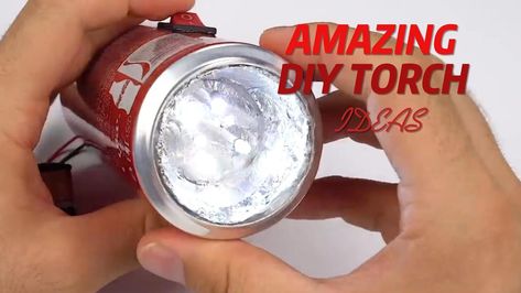 How to Make Torch Light | Amazing DIY Hack Diy Torches, Kitchen Torch, Diy Will, Concave Mirrors, Diy Hack, Coke Cans, Tiki Torches, Amazing Video, Torch Light