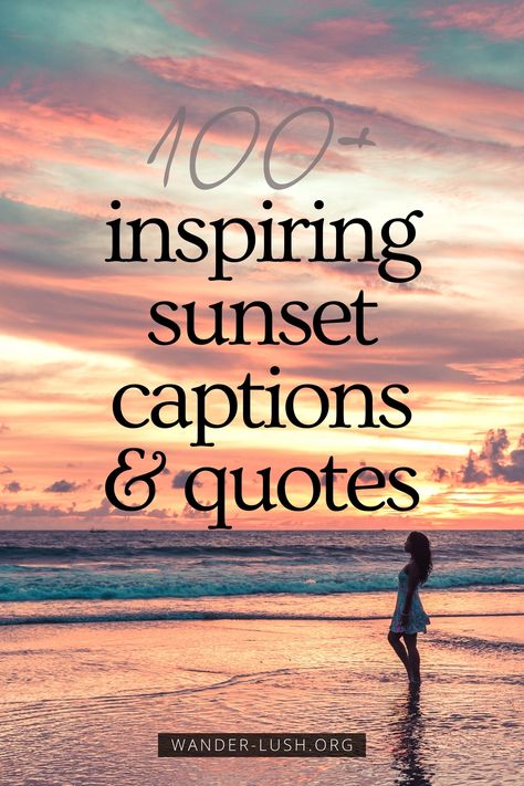 101 sunset captions and quotes about sunset that capture the beauty of nightfall. Includes poignant, romantic and funny quotes about sunset and life. #Quotes #QuoteoftheDay #Sunset | Beautiful sunset | Magic of sunset | Best sunsets in the world | Travel quotes Chasing Sunsets Quotes Life, Sunset At The Beach Quotes, Sunset Reflection Quotes, Sunset With Loved Ones Quotes, Sunset And Life Quotes, Sunset Motivational Quotes, Quotes About Sunsets Beauty, Ocean Sunset Quotes, Watching Sunset Quotes