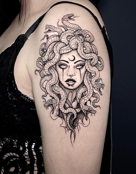 Medusa Tattoos, Medusa Tattoo Design, Witch Tattoo, Mythology Tattoos, Medusa Tattoo, Latest Tattoos, Inspiration Tattoos, Tattoo Style Drawings, Thigh Tattoos Women