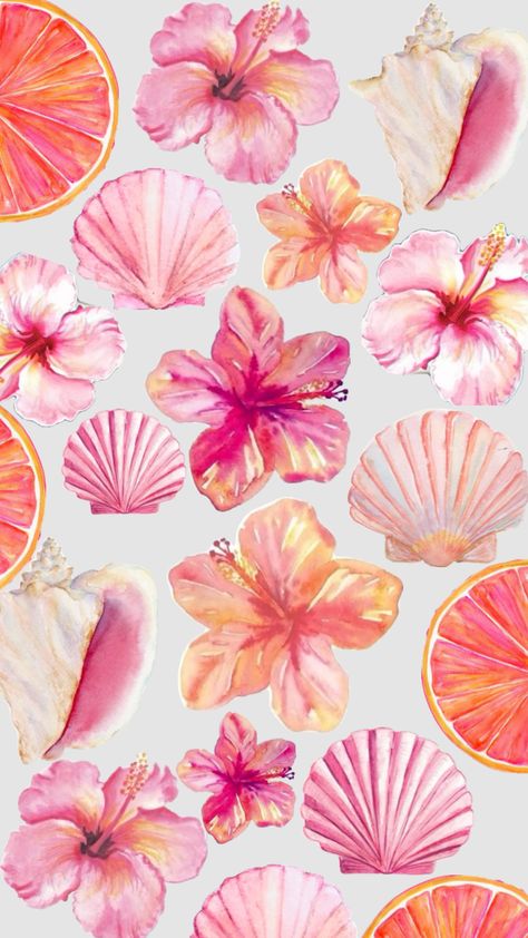 #wallpaper #beauty #nature #beach #beachaesthetic #seashells #ocean #pink #pinkwallpaper Summer Wallpaper, Flowers, Pink