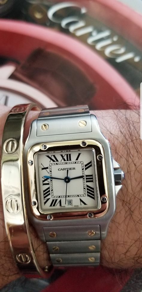 Cartier Galbee, Cartier For Men, Cartier Santos Vintage, Santos Cartier, Cartier Santos Galbee, Cartier Mens Watch, Cartier Santos Men, Fossil Leather Watch, Cartier Watches Mens