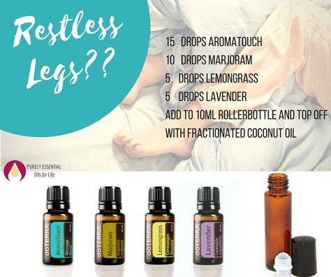 I have horrible restless leg. I have been using this essential oil blend at night before bed and have been getting relief....finally! Restless Leg Syndrome Essential Oils, Terra Essential Oils, Essential Oil Roller Bottle Recipes, Restless Leg, Doterra Diffuser Blends, Essential Oils For Colds, Diy Essential Oil Recipes, Essential Oil Roller Balls, Doterra Essential Oils Recipes