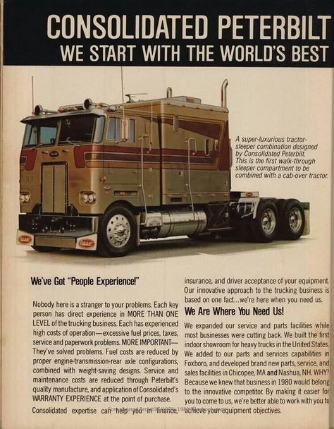 Peterbilt 372 Cabover. | Cabover Trucks: We Got Cabover Fever ... Overdrive Magazine, Car Benz, Peterbilt Cabover, Cabover Trucks, American Trucks, Bike Engine, Custom Big Rigs, Trucking Life, Antique Trucks