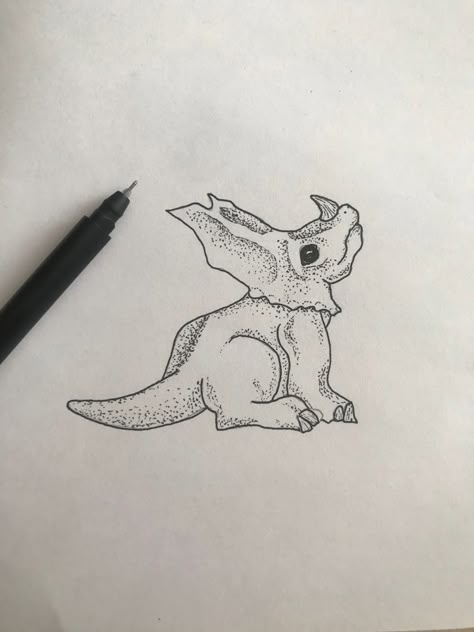 Triceratops Cute Drawing, Dinosaur Tattoo Triceratops, Triceratops Tattoo Cute, Small Dinosaur Drawing, Dinosaur Sleeve Tattoo, Drawing Of Dinosaur, Mini Dino Tattoo, Cute Dino Tattoo, Small Dinosaur Tattoo