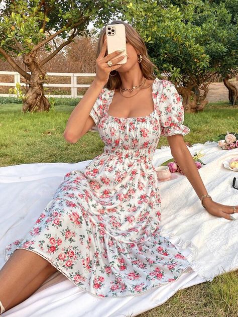 Women's & Men's Clothing, Shop Online Fashion Cute Dress Floral, Cute Summer Dresses Flowy, Dress Outfits Flowers, Flowery Flowy Dress, Summer Dresses Flowy Long, Summer Dresses Flowers, Flowery Dresses Casual, Simple Flower Dress Casual, Summer Flowery Dresses