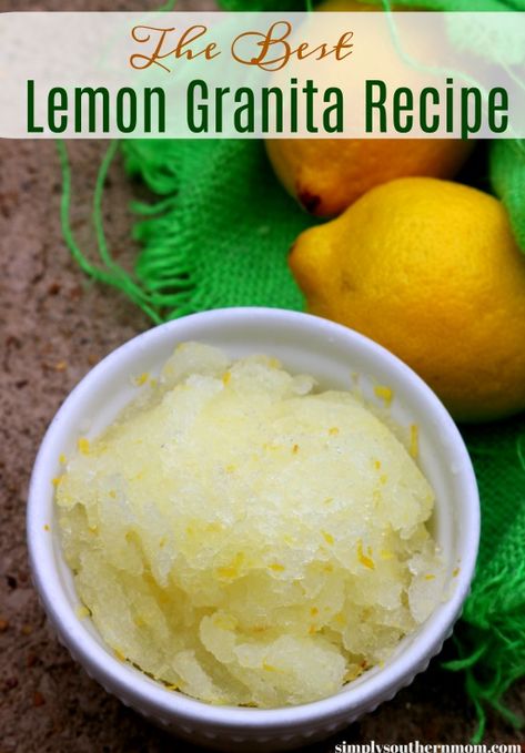 The Best Lemon Granita Recipe. Only 4 ingredients and is gluten free and dairy free. Great allergy friendly treat for the kids this summer! Lemon Granita, Desserts Aesthetic, Granita Recipes, Lemon Juice Uses, Icee Recipe, Gluten Free Desserts Healthy, Dessert Summer, Easy Gluten Free Desserts, Southern Mom