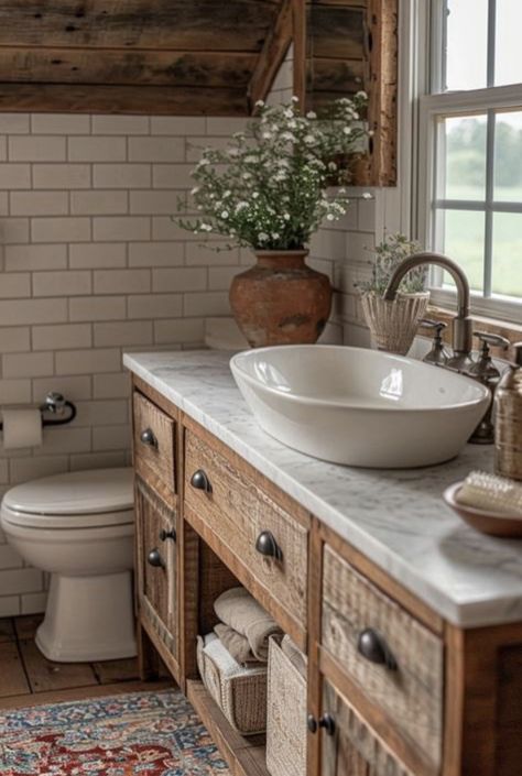 Australian Country House Interior Design, English Farmhouse Bathroom, Vintage Modern Cottage, English Cottage Bathroom, Cottage Bathroom Inspiration, Wooden Bathroom Furniture, Country Bathrooms, Country House Interior, Bathroom Farmhouse Style