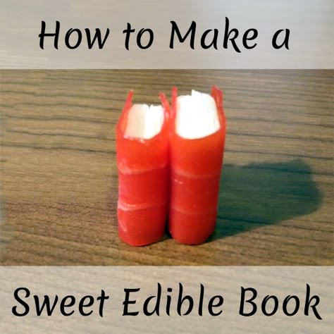 How to Make a Sweet Edible Book Edible Books Ideas, Book Shaped Cookies, Book Club Treats, Book Club Dessert Ideas, Book Desserts, Book Treats, Bookworm Party, Fruit By The Foot, Book Club Snacks