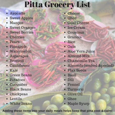 Pitta Pacifying Recipes, Pitta Dosha Breakfast, Pitta Balancing Diet, Pitta Dosha Recipes, Ayurvedic Pitta Recipes, Pitta Tea, Pita Dosha Ayurveda, Ayurveda Recipes Pitta, Ayurvedic Recipes Pitta