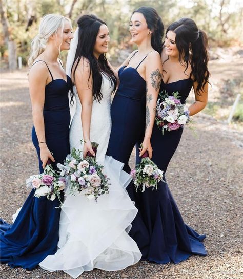 Simple Navy Blue Bridesmaid Dresses 2019 Spaghetti V Neck Mermaid Long Maid Of Honor Dress Sexy Wedding Dresses Formal Gowns Party Dress Bridesmaides Dresses Burnt Orange Bridesmaid Dress From Lovemydress, $96.49| DHgate.Com Bridesmaid Dresses Long Blue, Groomsmen Dress, Backless Bridesmaid Dress, Navy Blue Bridesmaids, Photo Checklist, Spaghetti Strap Bridesmaids Dresses, Mermaid Bridesmaid, Mermaid Sweetheart, Navy Blue Bridesmaid Dresses