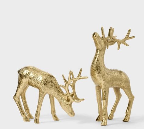 Studio Mcgee Holiday, Studio Mcgee Christmas, Shelf Placement, Threshold Studio Mcgee, Reindeer Statue, Deer Figurines, Led Tea Light Candles, Gold Reindeer, Wise Monkeys