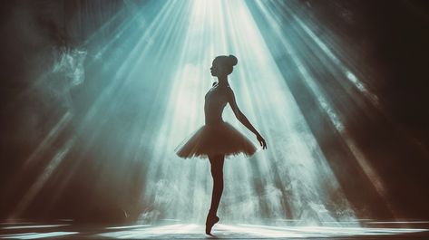 Ethereal Ballet Performance: A silhouette of a graceful ballerina dancing on stage under a stunning array of lights. #ballet #silhouette #stage #ethereal #dance #grace #performance #light #aiart #aiphoto #stockcake https://ayr.app/l/A4Ti Ballet On Stage, Ballerina On Stage, Ballet Show, Dancing On Stage, Ballet Stage, Ballerina Sketch, Strictly Ballroom, Stage Spotlights, Ballet Silhouette