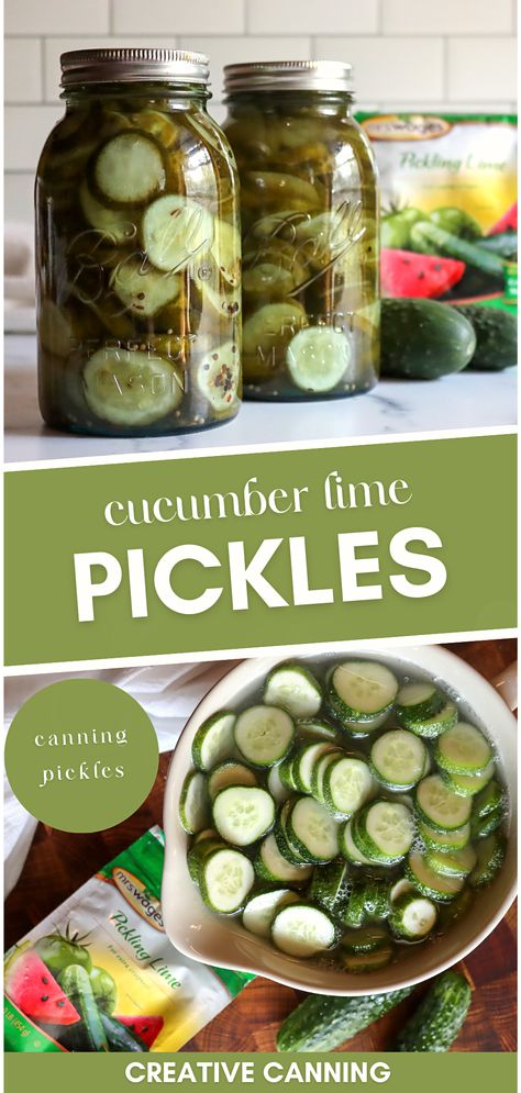 Pickle Canning Recipes, Lime Pickles Recipe, Pickling Lime, Pickles Canning, Pickled Fruit, Water Bath Canning Recipes, Pressure Canning Recipes, Lime Pickles, Pickles Recipe