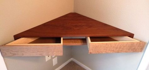 Floating Corner Shelf With Drawers - FineWoodworking Diy Corner Shelves, Diy Corner Shelf, Floating Shelves Entertainment Center, Floating Shelf With Drawer, Industrial Floating Shelves, Long Floating Shelves, Floating Shelves Bedroom, Floating Shelves Living Room, Floating Shelf Decor