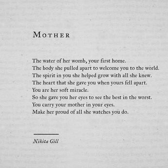 Birthday Quotes For Daughter, Birthday Quotes For Me, Mothers Love Quotes, Nikita Gill, Daughter Quotes, Mothers Day Quotes, Mother Quotes, Poem Quotes, A Poem