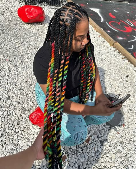 Rainbow Locs, Two Strand Locs, Locs Colors, Purple Dreads, Short Dreadlocks Styles, Yarn Braids, Sleek Ponytail Hairstyles, Loc Inspiration, Short Locs Hairstyles