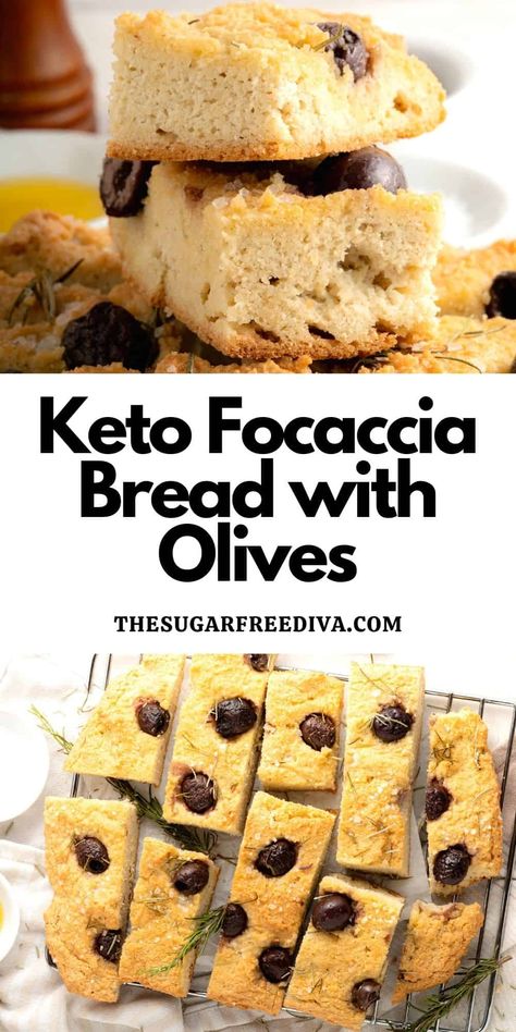 Keto Focaccia Bread with Olives, a simple classic Italian bread recipe made low in carbohydrates and gluten free. Keto Focaccia, Bread With Olives, Olive Bread Recipe, Italian Bread Recipe, Low Carb Bread Recipes, Italian Bread Recipes, Keto High Protein, Sugar Free Lifestyle, Keto Bread Recipe