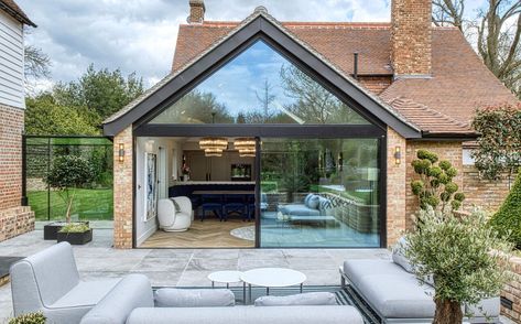 Mount House | IQ Glass Indoor Designs, Gable Window, Extension Plans, Sunroom Ideas, Exterior Doors With Glass, Aluminium Windows And Doors, Bungalow Renovation, Roof Extension, Glass Extension