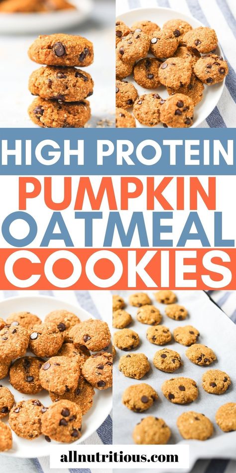 These soft and chewy pumpkin oatmeal cookies make the perfect high protein snack or healthy dessert for your high protein diet. These flavorful healthy cookies are super filling to help you stay full longer and avoid unhealthy snacks. Delicious Cookies Homemade, Pumpkin Oatmeal Cookies, Pumpkin Chocolate Chip, Pumpkin Chocolate Chip Cookies, Pumpkin Oatmeal, Protein Cookies, Pumpkin Chocolate Chips, Chip Cookie Recipe, Breakfast Cookies