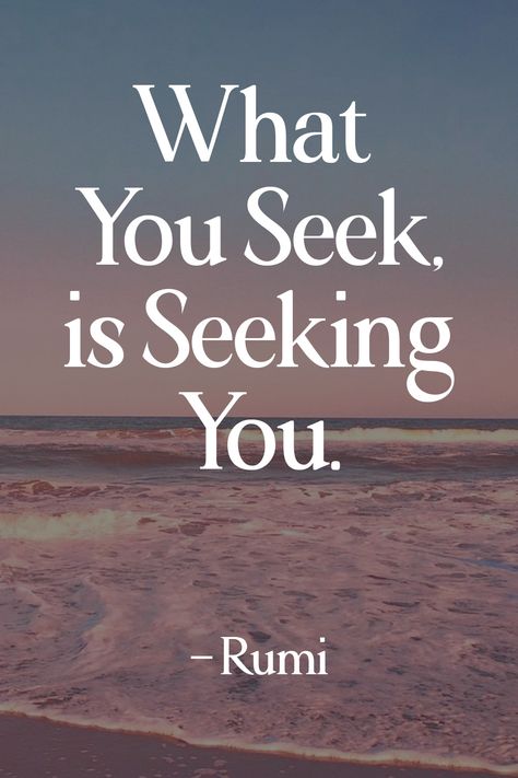 What you seek is seeking you a quote by rumi What I Seek Is Seeking Me, What You Are Seeking Is Seeking You, What You Seek Is Seeking You Tattoo, What You Seek Is Seeking You, 2023 Vibes, Seek Me, Rumi, Master Class, Law Of Attraction