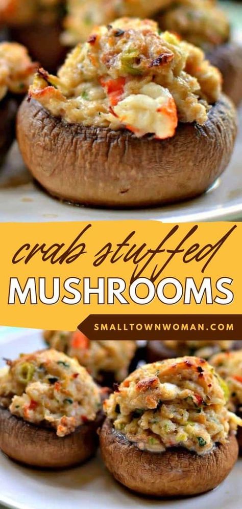 Crab Stuffed Mushrooms, Mushroom Appetizers, Creamy Crab, Crab Stuffed, Best Appetizer Recipes, Crab Recipes, Party Appetizer, Perfect Appetizers, Party Food Appetizers