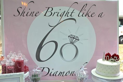 diamonds Birthday Party Ideas | Photo 8 of 11 | Catch My Party Diamond Birthday Theme Party Ideas, Diamond Birthday Theme, Diamond Theme Party Ideas, Jubilee Party Ideas, Jubilee Decorations, Jubilee Party, Diamond Birthday, Banner Diy, Theme Party Ideas