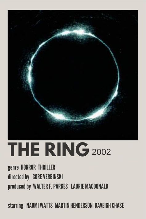 Naomi Watts The Ring, The Ring Movie, The Ring 2002, Ring Movie, Ring Horror, Martin Henderson, Scary Films, Music Poster Design, Best Horror Movies