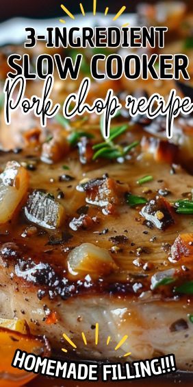 3-Ingredient Slow Cooker Pork Chops. This is the ultimate set-it-and-forget-it meal, perfect for busy days when you still want a hearty and flavorful dinner waiting for you. With just three… Slowcooker Porkchops, Slow Cooker Pork Chops Recipes, Pork Chops Smothered, Pork Dinners, Mushroom Pork Chops, Pork Chops And Gravy, Tender Pork Chops, Crockpot Pork Chops, Slow Cooker Pork Chops