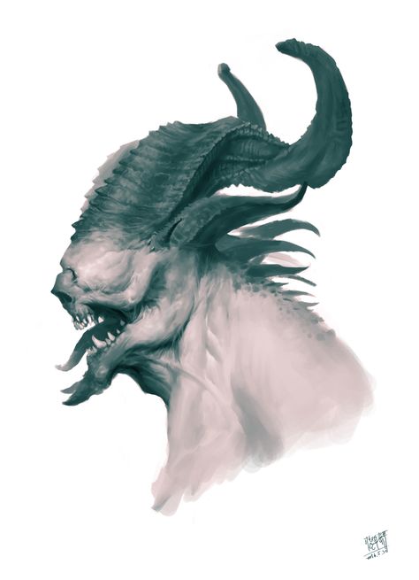 ArtStation - The devil from hell, NI Yipeng Demon Goat, Evil Demons, Creature Artwork, 다크 판타지, Alien Concept Art, Creature Drawings, Monster Concept Art, Alien Creatures, Fantasy Monster