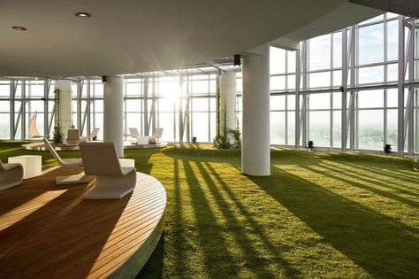 Indoor lawn Grass Floor, Office Upgrade, Grass Carpet, Future Office, Sandwich Bar, Green Office, Fake Grass, Office Designs, Casual Seating