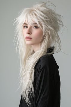 Silver Hair Dye Ideas, Hair Reference Drawing Female, Interesting Hair Styles, Really Long Hairstyles, White Hair Styles, White Hair Female, Art Hairstyles, Silver Hair Dye, Graduated Bob Haircuts