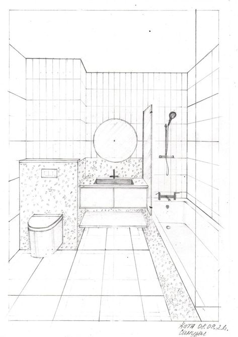 Bathroom Sketch, Room Perspective Drawing, Croquis Architecture, Good Interior Design, Interior Design Sketchbook, Drawing Furniture, Small Bedroom Layout, Architecture Blueprints, Furniture Sketch